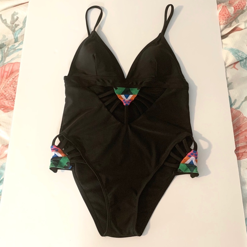 Trina Turk sexy black cutout one piece swimsuit